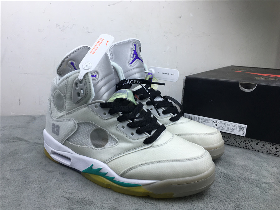 OFF-WHITE x Air Jordan 5 Grey Green Shoes